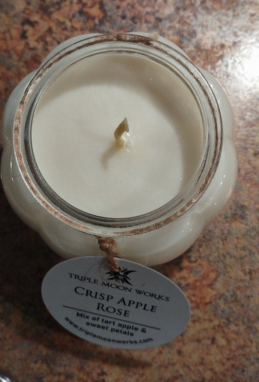 Crisp Apple Rose glass pumpkin container